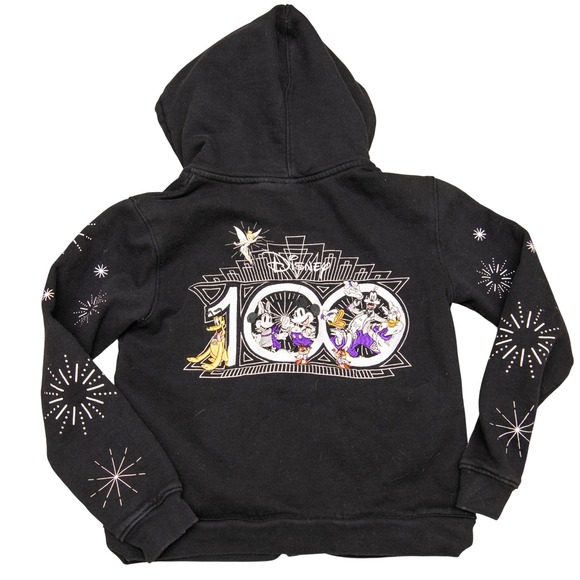 Disney Tops - Disney 100th Anniversary Mickey & Friends Black Zip Up Hoodie Womens XS